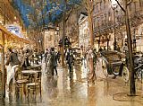 Famous Evening Paintings - Evening on a Parisian Boulevard